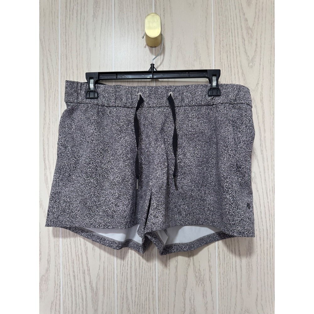 Lululemon Speckled Black White Athletic Shorts Size 10 Drawstring Running Workou